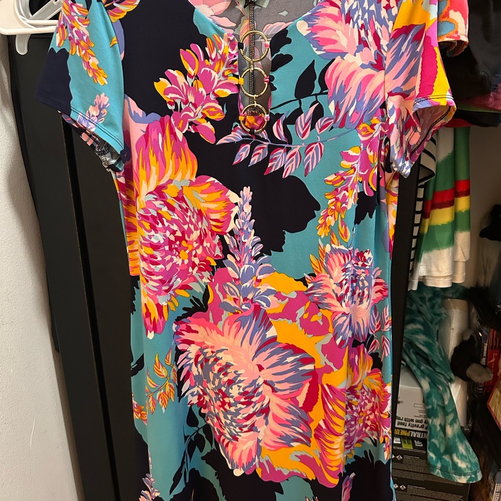 MSK Pink and Blue Floral Dress